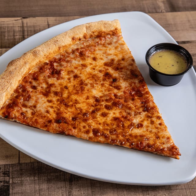 Cheese pizza slice.