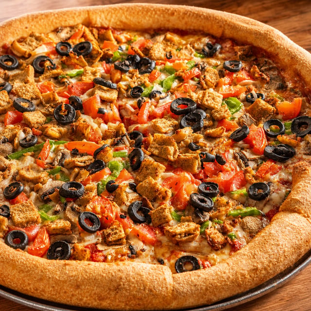 Veggie lovers pizza slice.