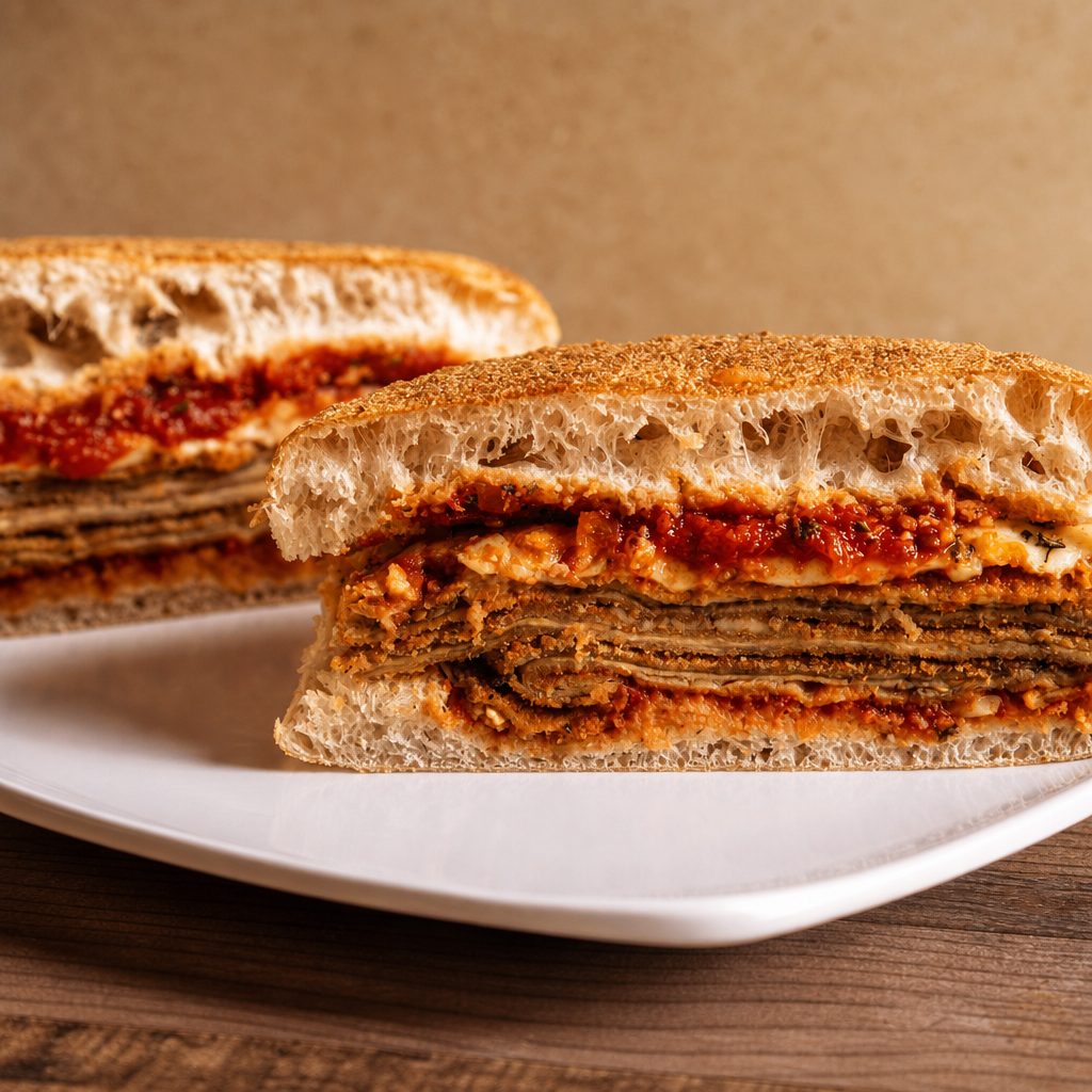 Eggplant Parmigiana Sandwich.