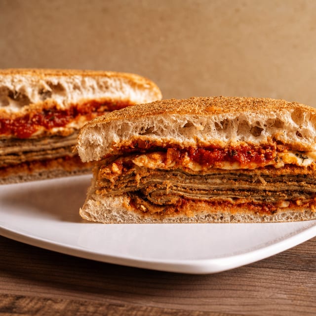 Eggplant Parmigiana Sandwich.