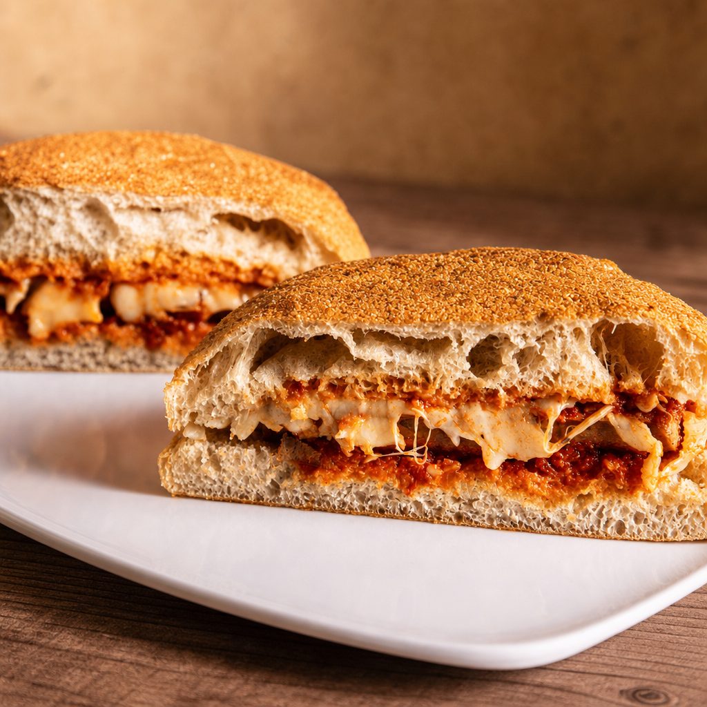 Sausage Parmigiana Sandwich.