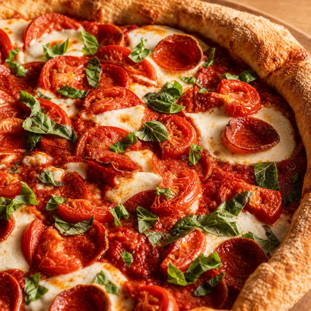 Margheroni pizza slice.