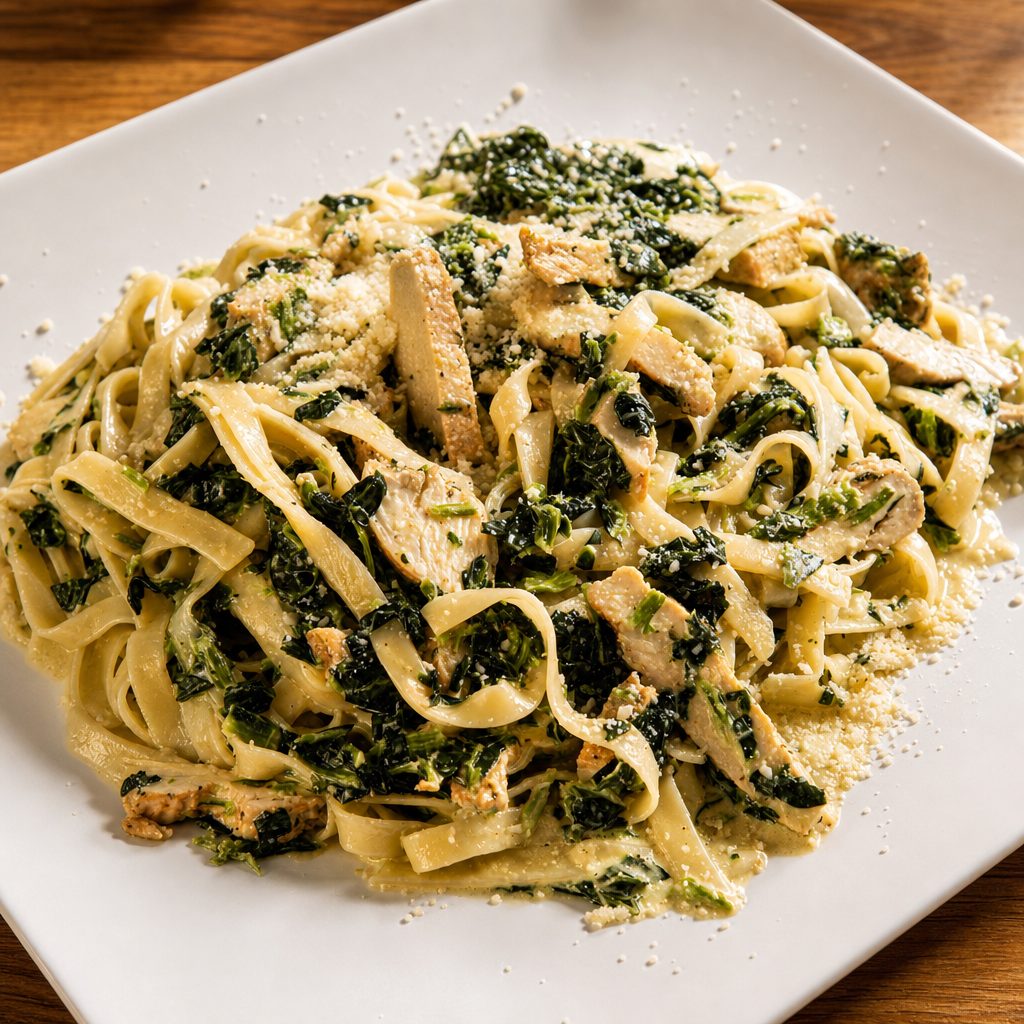 Chicken Spinach Alfredo Lunch.