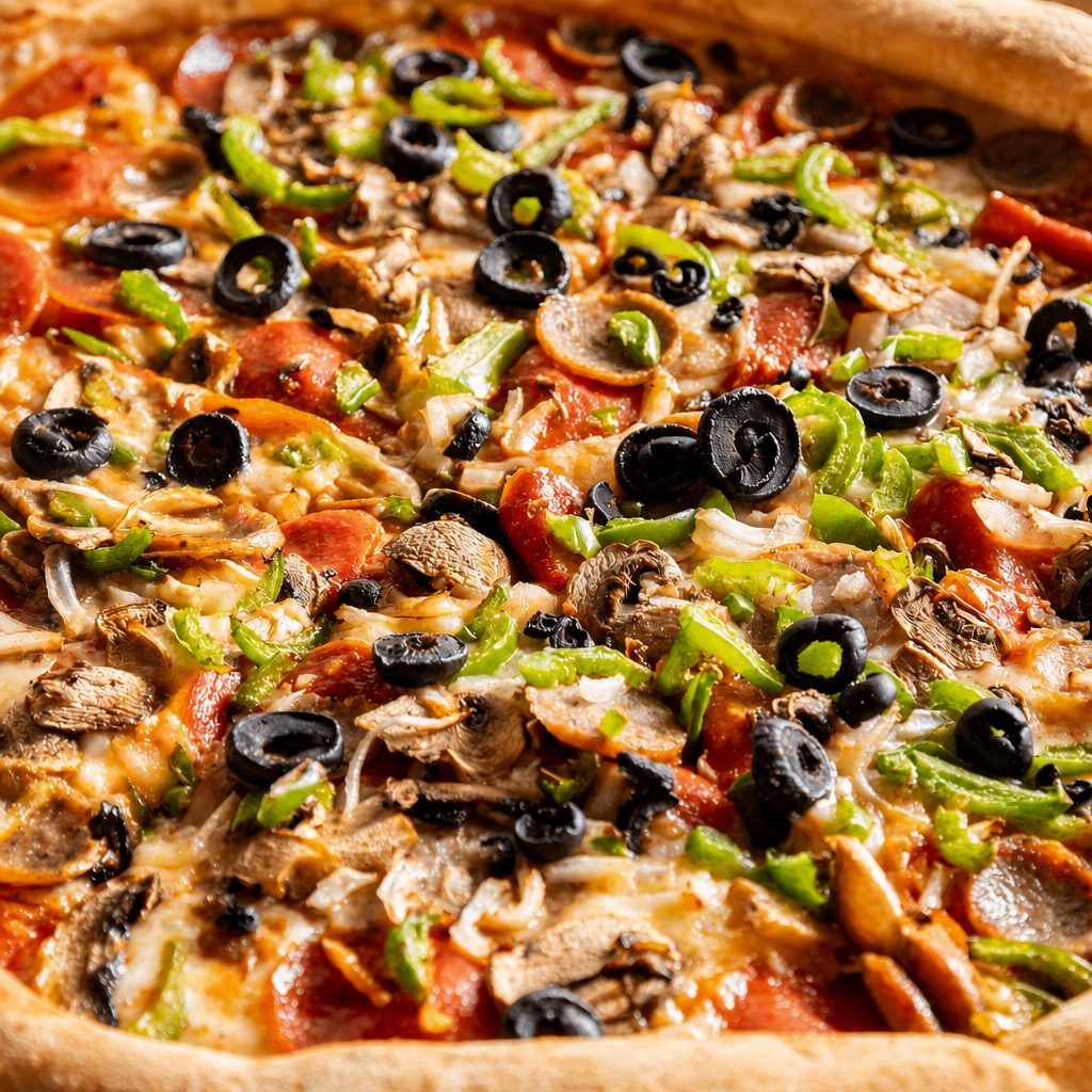 Davie's best deluxe pizza slice.