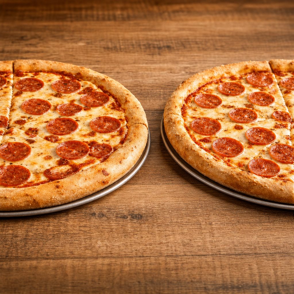 Spec. #1; Two 16” 1-Topping Pizzas.