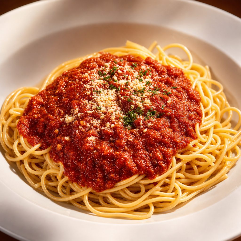 Tomato Sauce Pasta Dinner.