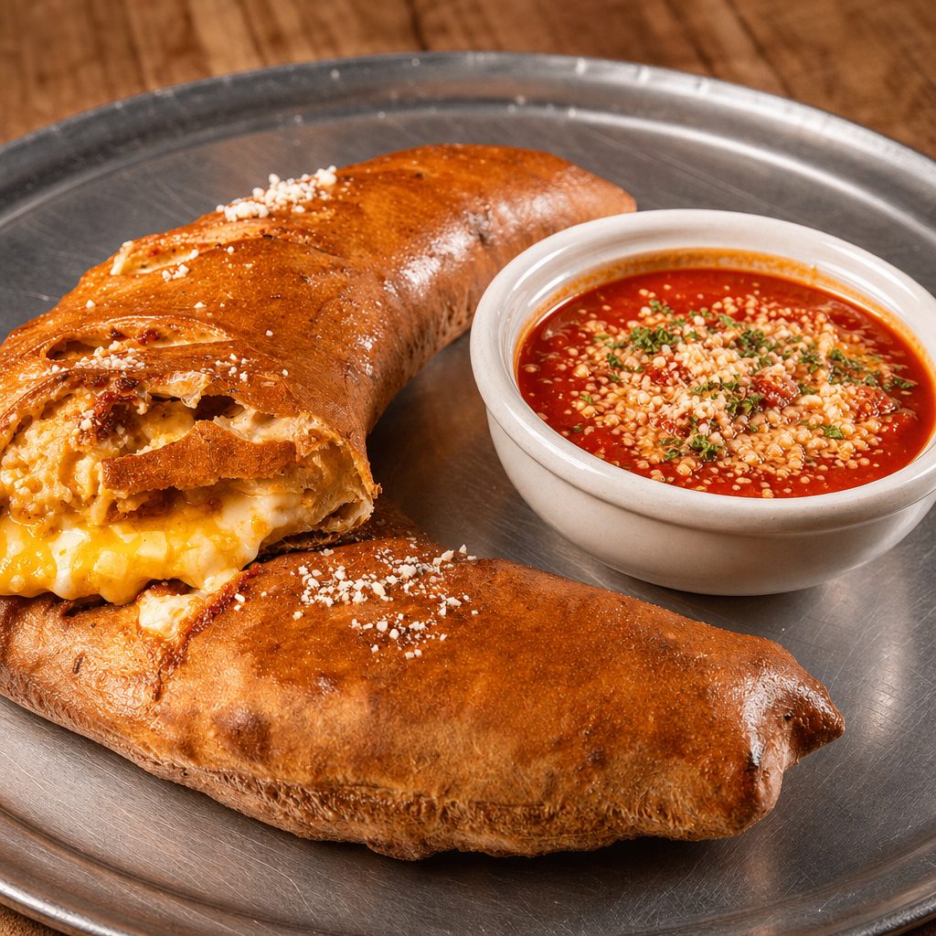 Buffalo chicken stromboli.