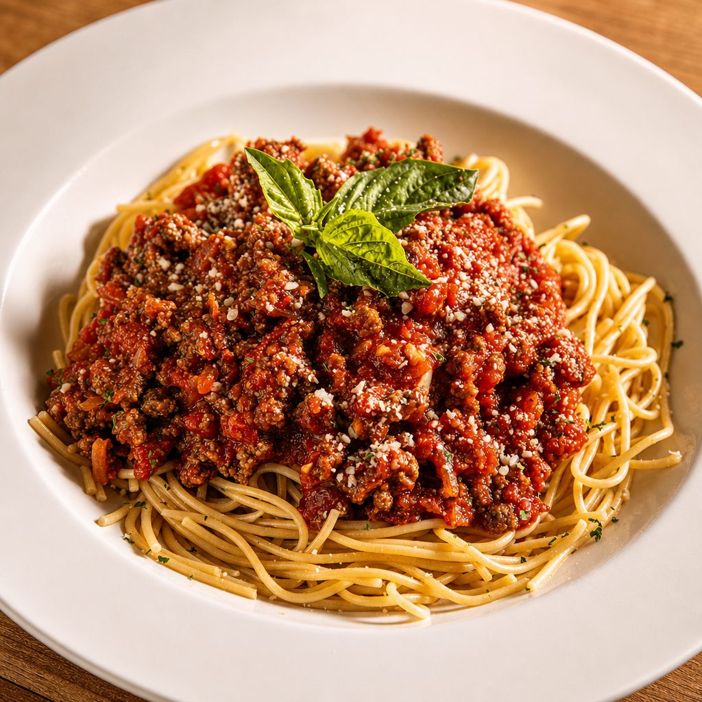 Meat Sauce Pasta Dinner.