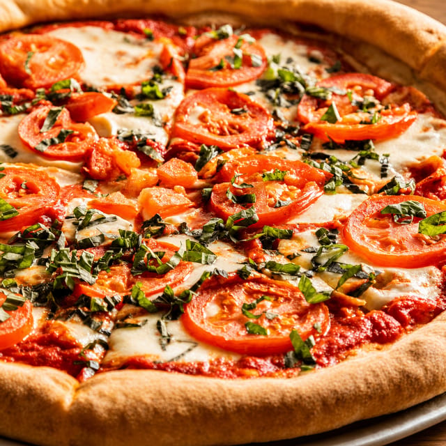 Margherita pizza slice.