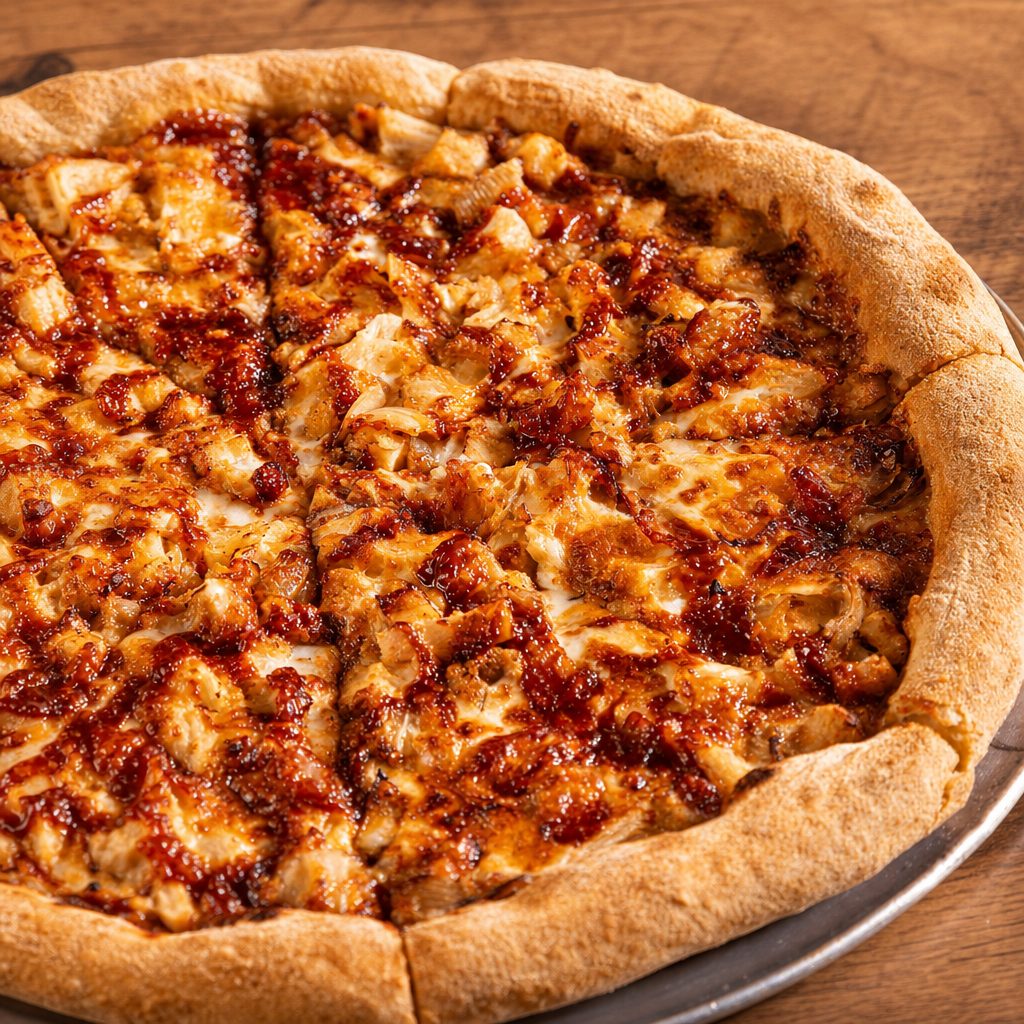 Hawaiian BBQ chicken pizza.