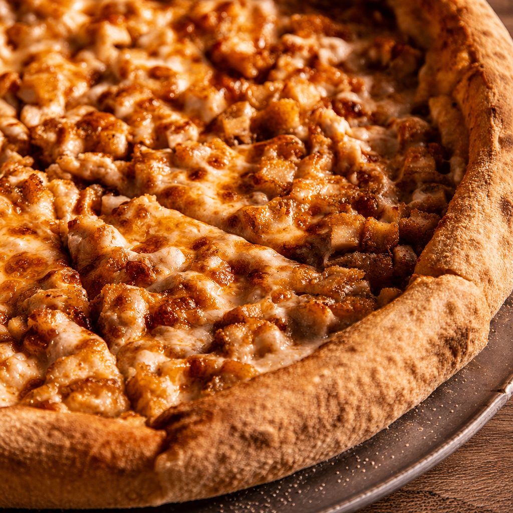 Chicken wing pizza.