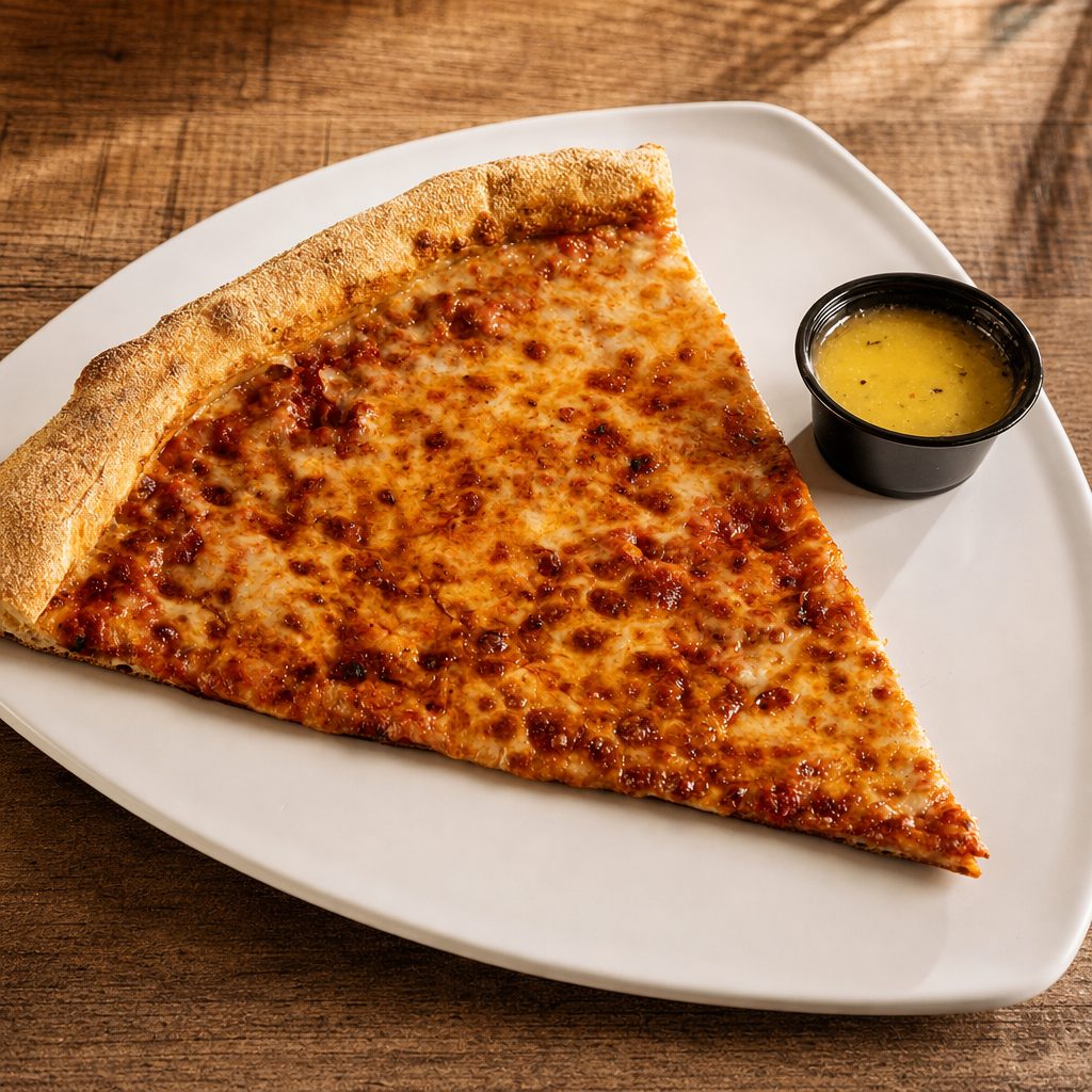 Cheese pizza slice.