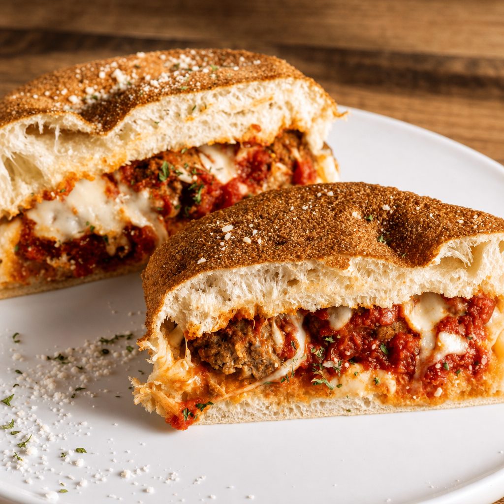 Meatball Parmigiana Sandwich.