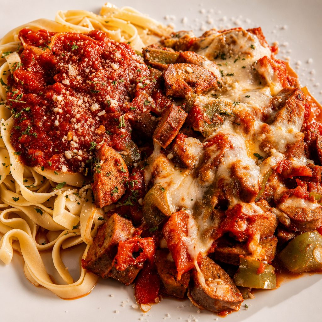 Sausage & Peppers Parmigiana.